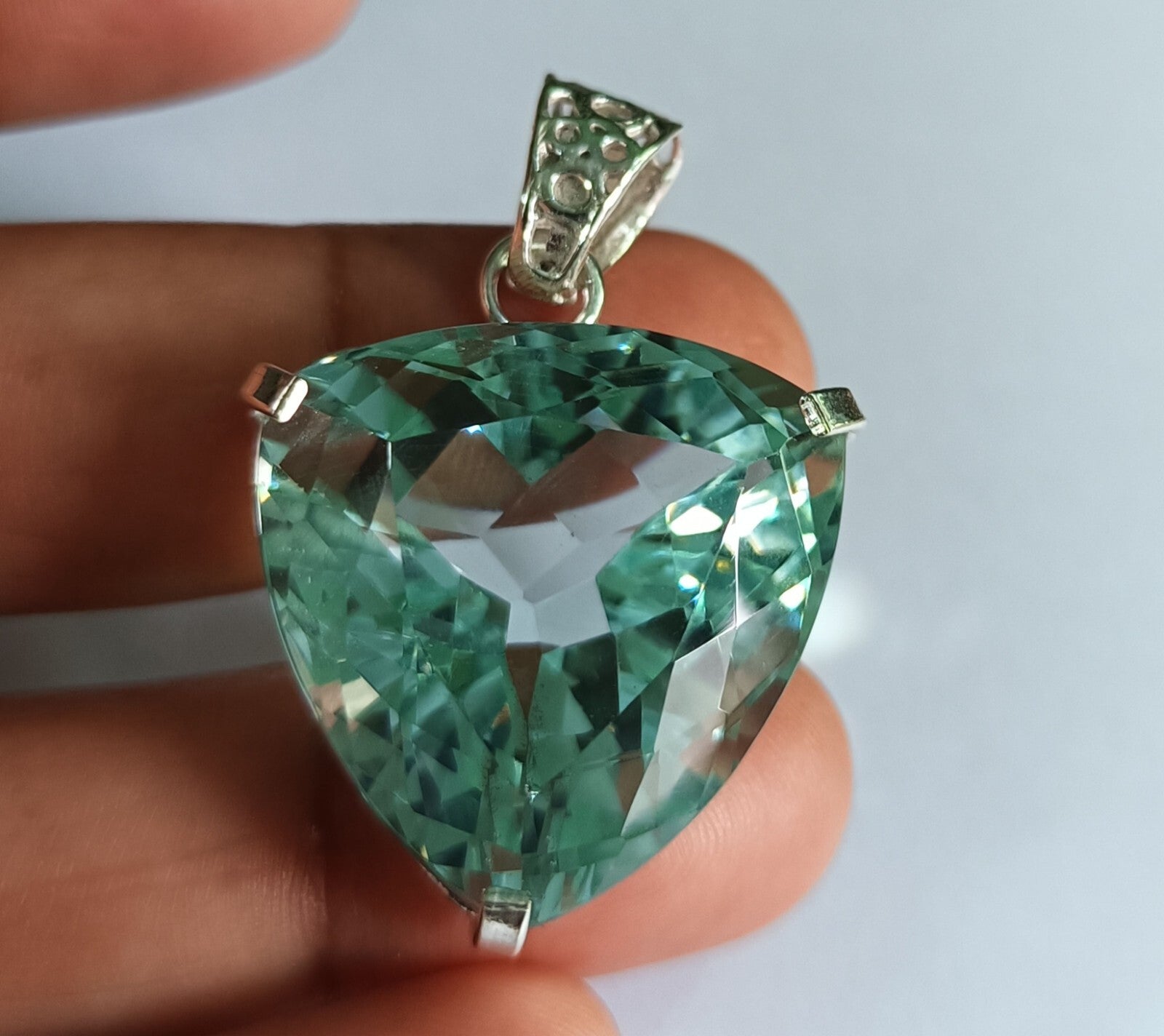 67.90Ct Certified Natural Topaz 925 Solid Silver Trillion Pendant Loose Gemstone