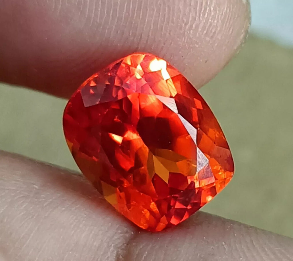 Flawless Natural Ceylon Orange Sapphire Cushion Cut 8.00 Ct Loose A++ GEMSTONE