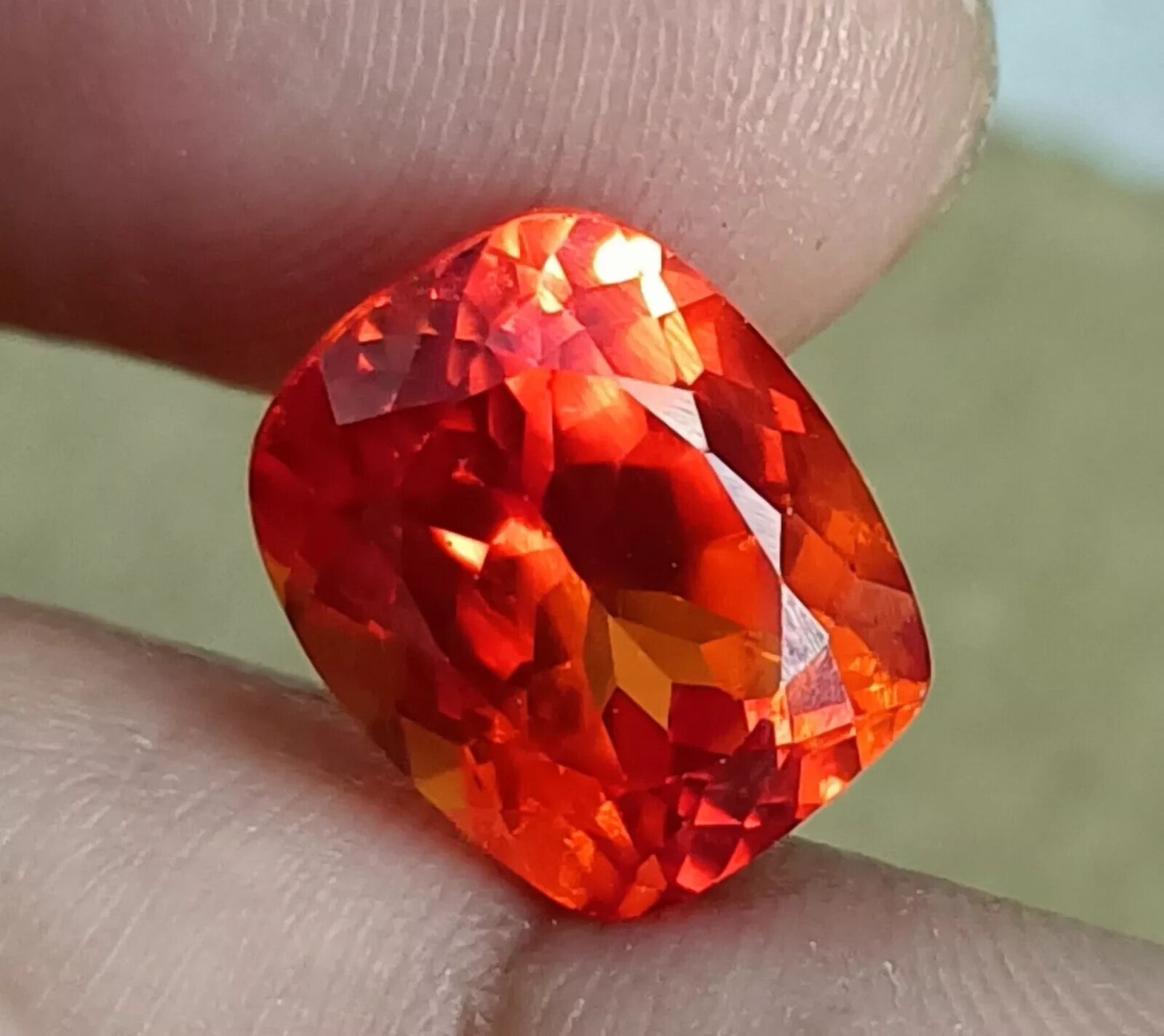Flawless Natural Ceylon Orange Sapphire Cushion Cut 8.00 Ct Loose A++ GEMSTONE