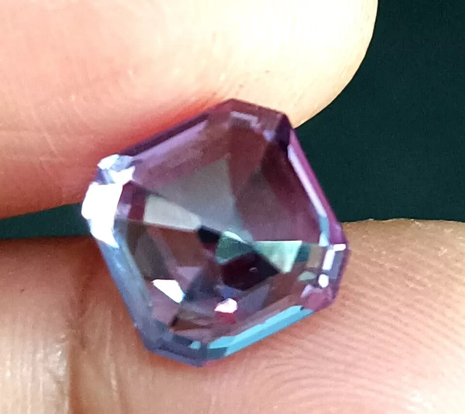 A+ Asscher Cut NATURAL Ceylon Bi-Color Change Sapphire Loose GEMSTONE 7.5 Ct