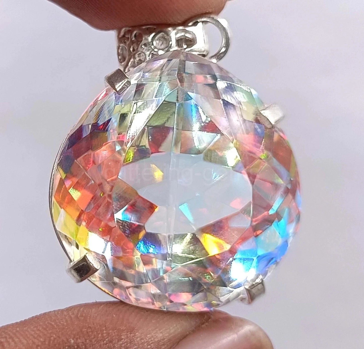 Natural Oval Mystic Topaz 58.15 Ct+ 925 Solid Silver Rainbow Pendant Gemstone