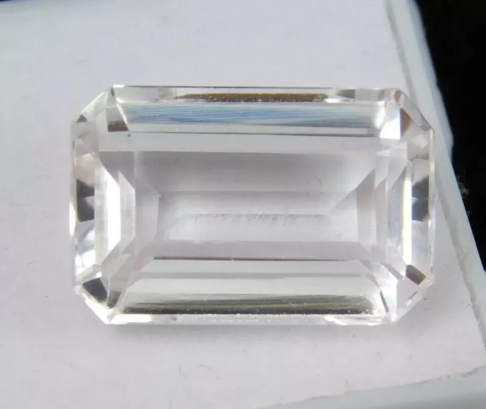 Certified 15.90 Ct Natural Ceylon White Sapphire Emerald Cut Loose Gemstone