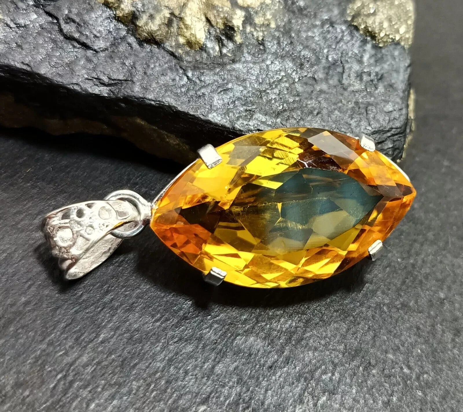 Certified Natural 53.30Ct Brazilian Yellow Marquise Topaz Pendant For LOVE ONES