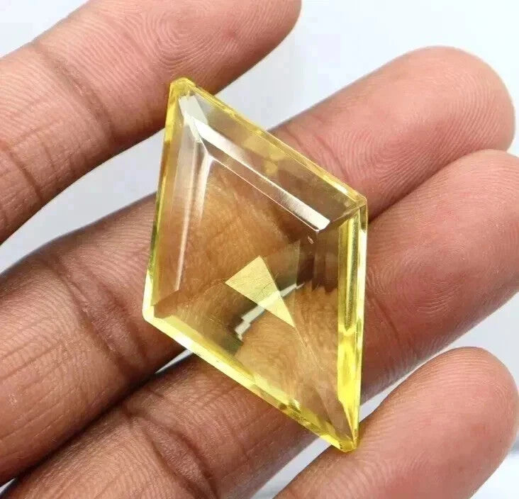 50 Ct Certified Natural Lemon Yellow Flawless Topaz Fancy Cut Loose Gemstone