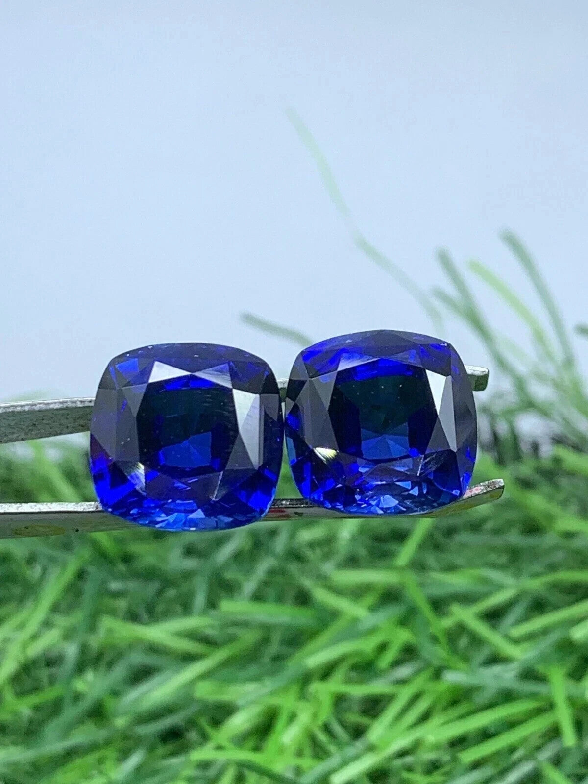 19.50 Ct (2 Pcs) Cushion Cut Natural Certified Blue Sapphire Loose Gemstone