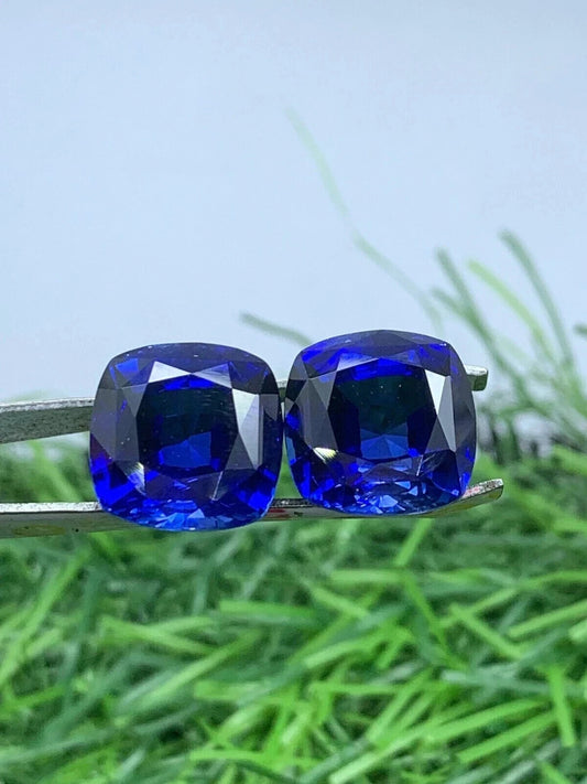 19.50 Ct (2 Pcs) Cushion Cut Natural Certified Blue Sapphire Loose Gemstone
