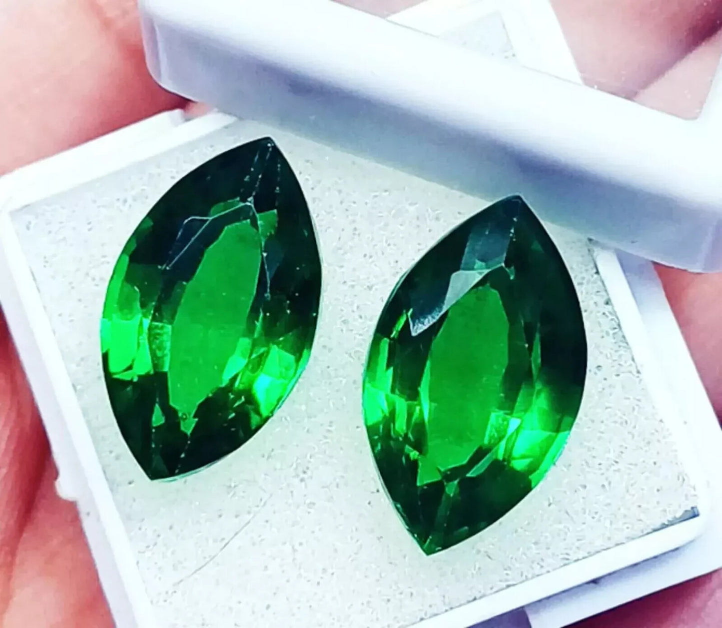 Natural Colombian Emerald Pair 19.65 Ct Loose Gemstone CERTIFIED Marquise Cut