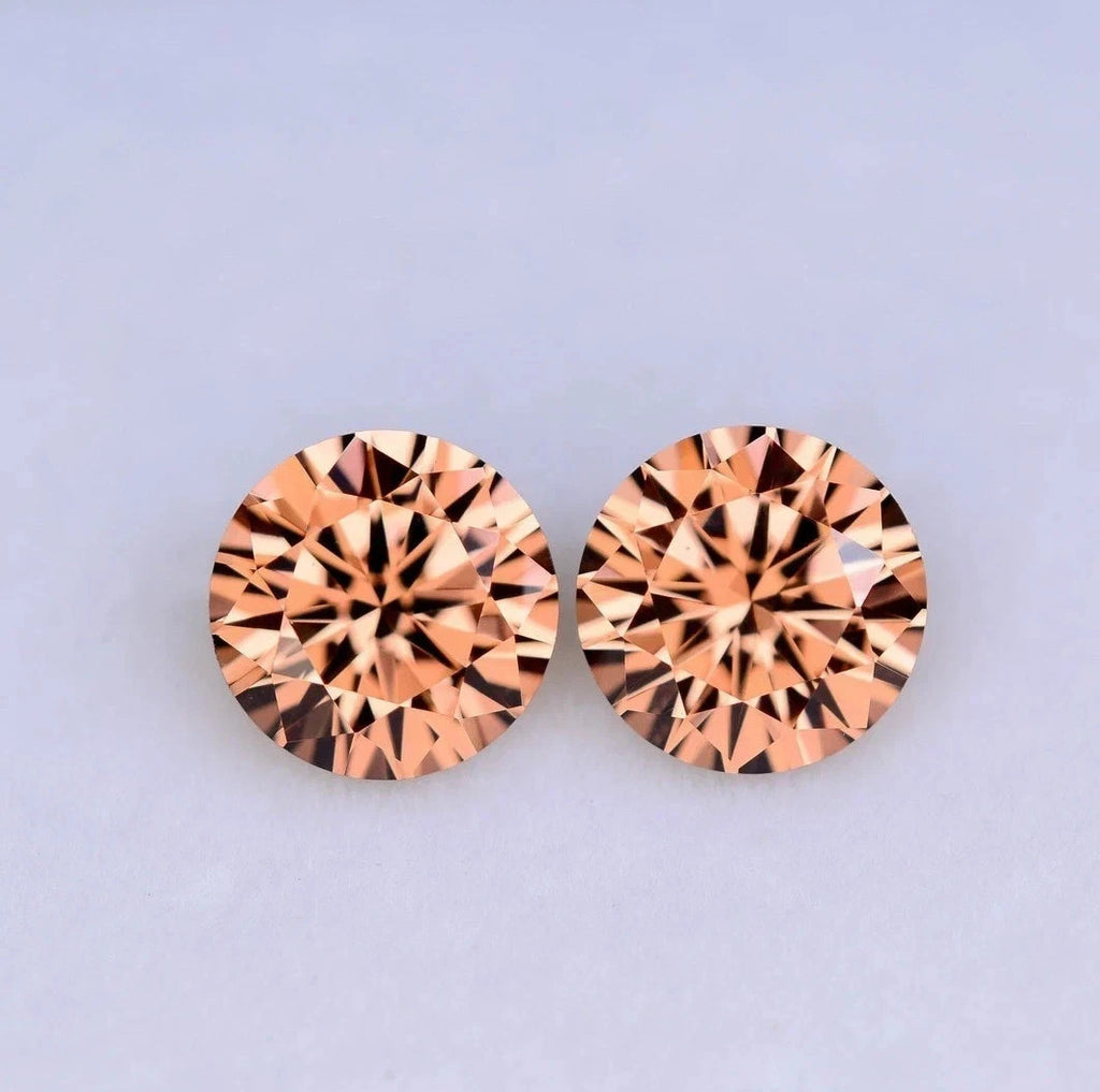 7 Ct (2 Pcs) Certified Natural Flawless Brown Sapphire Round Cut Loose Gemstone
