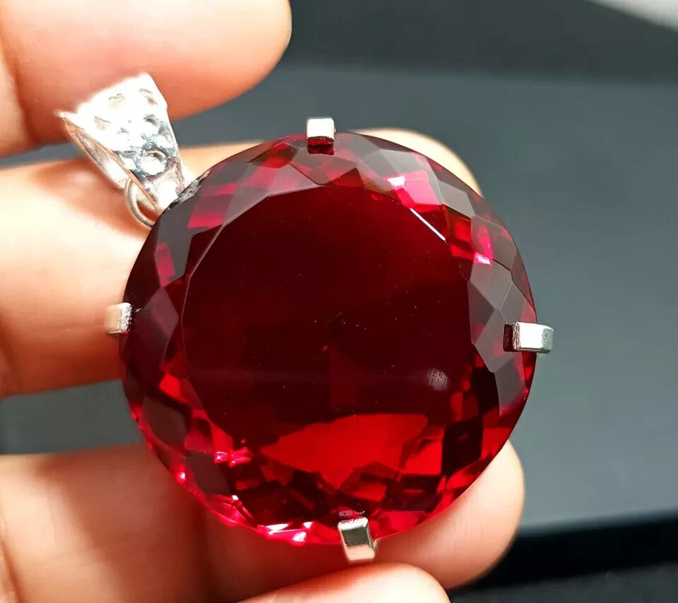 Certified Natural 100 Ct Brazilian Red Round Topaz Pendant Loose Gemstone