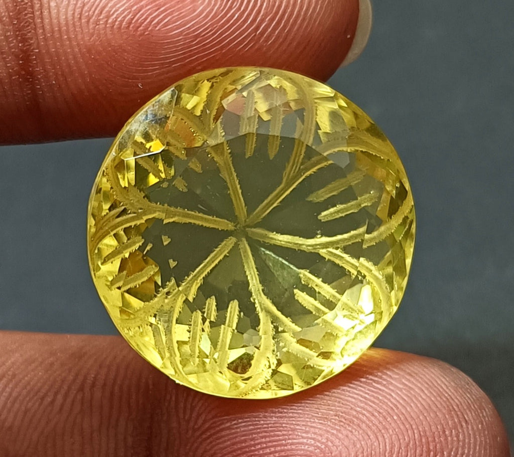 41.05 Ct Round Fine Cut EGL Certified Brazilian Lemon Color Topaz Loose Gemstone