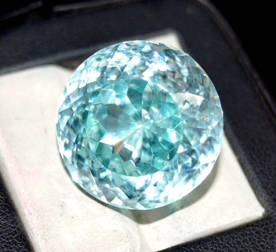 Certified Natural Water Blue Zircon 43.70 Ct Cambodian Round Cut Loose Gemstone