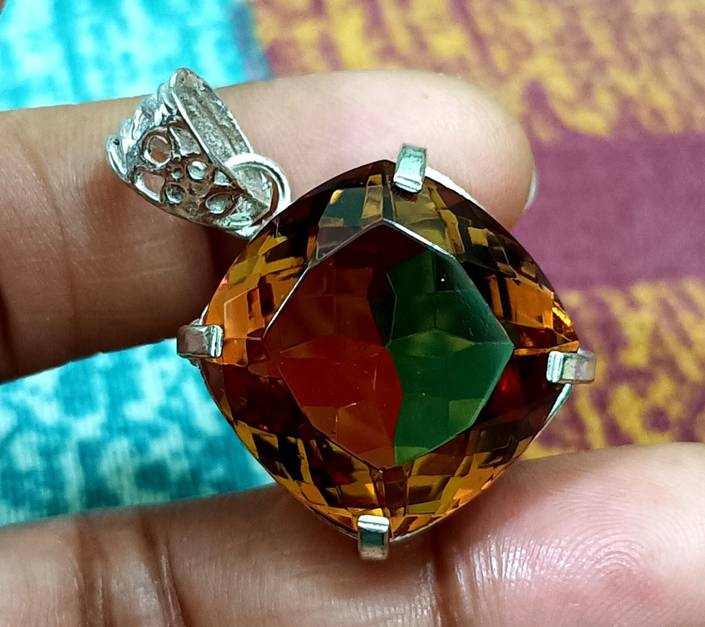 60.55 Ct Natural Zultanite 7 Color Pendant 925 Silver Loose Certified Gemstone