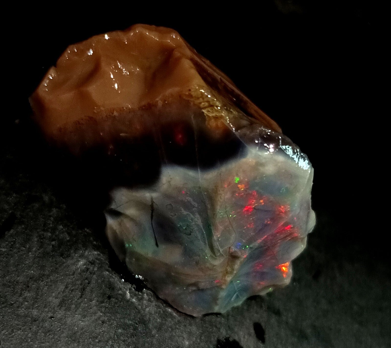 A++Play of Color 61.25 Ct Natural Ethiopian Black Opal Welo Rough LOOSE GEMSTONE