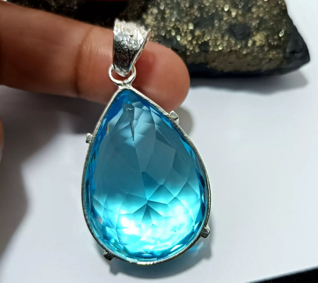 Certified Natural 101.95 Ct Brazilian Blue Pear Topaz Pendant Loose Gemstone