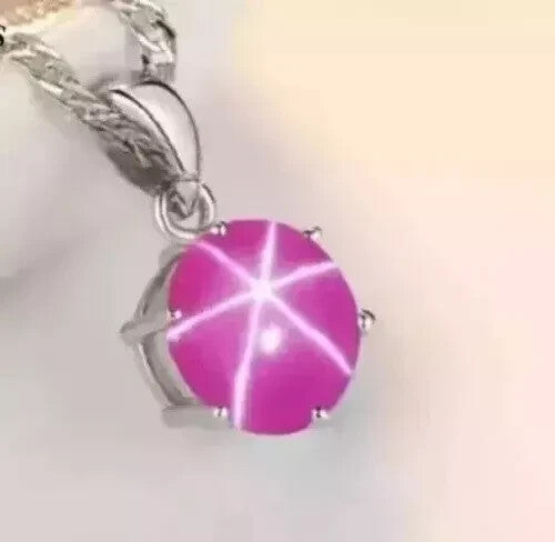 Certified Natural Pink Star Ruby Pendant 925 Solid Silver 20.60 Ct+ Round Gems