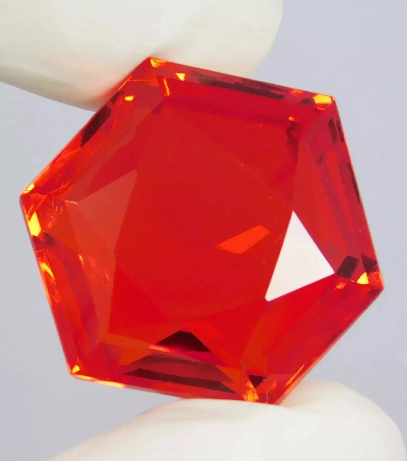 Certified Natural 75.80 Ct Mexican Fire Opal Orange Hexagon Cut Gemstone