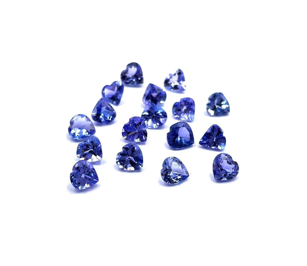 15 Pcs Natural D Block Blue Tanzanite 5 mm Heart CERTIFIED Loose Gemstone