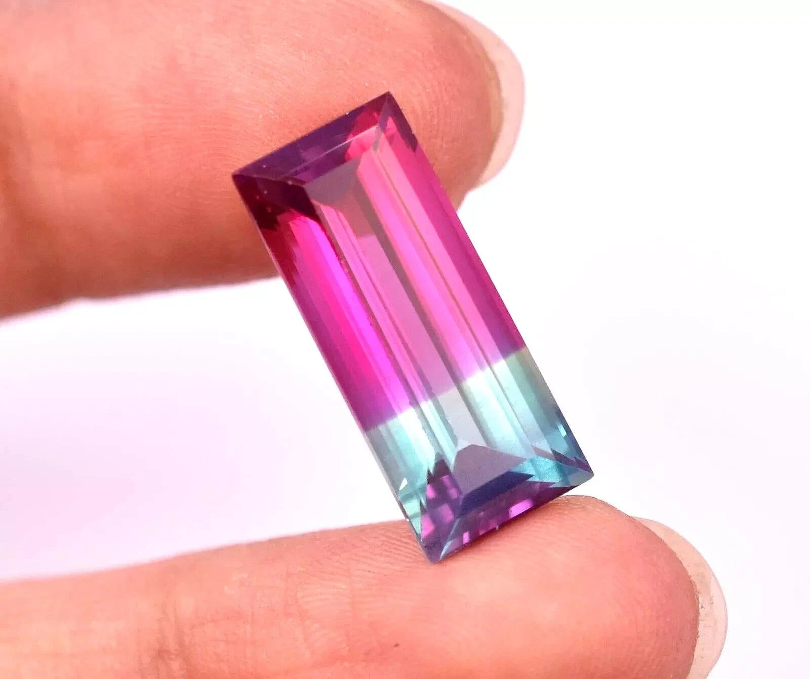 12.40 Ct Natural Bio- Color Tourmaline Emerald Cut Certified Loose Gemstone