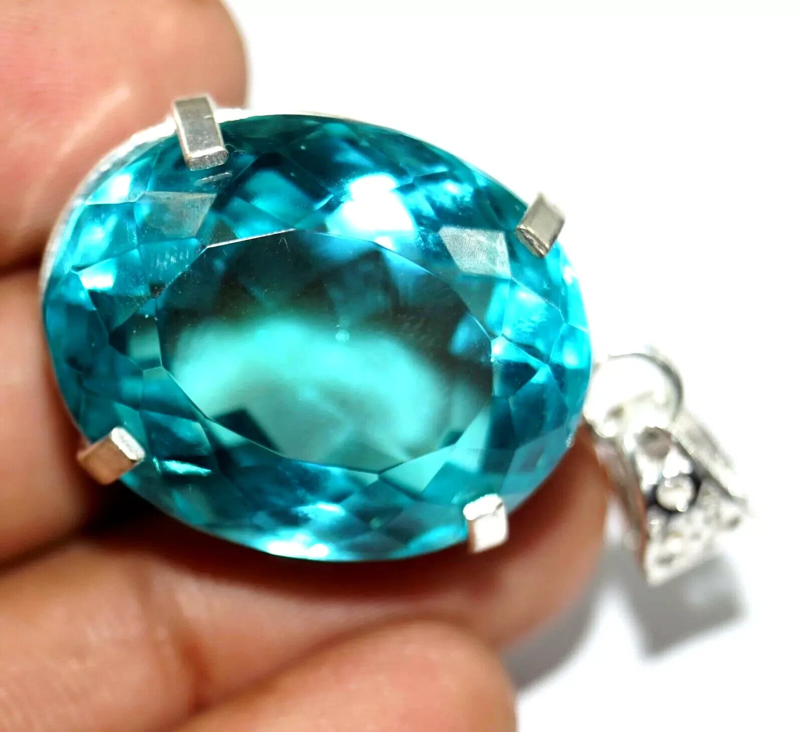 77.15 Ct Natural Topaz 925 Solid Silver Pendant Certified Oval Loose Gemstone