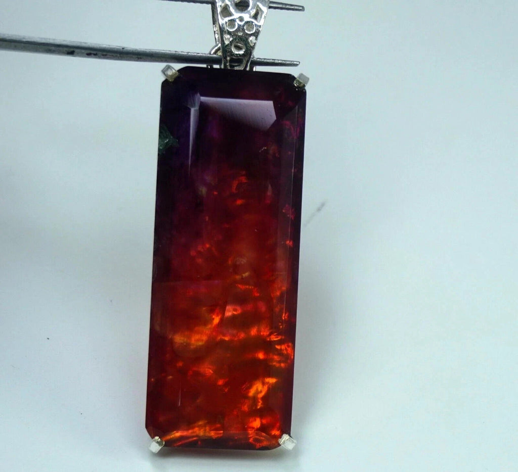 95 Ct Natural Ammolite Opal Doublet Pendant Multi-Color Rare Loose GEMSTONE