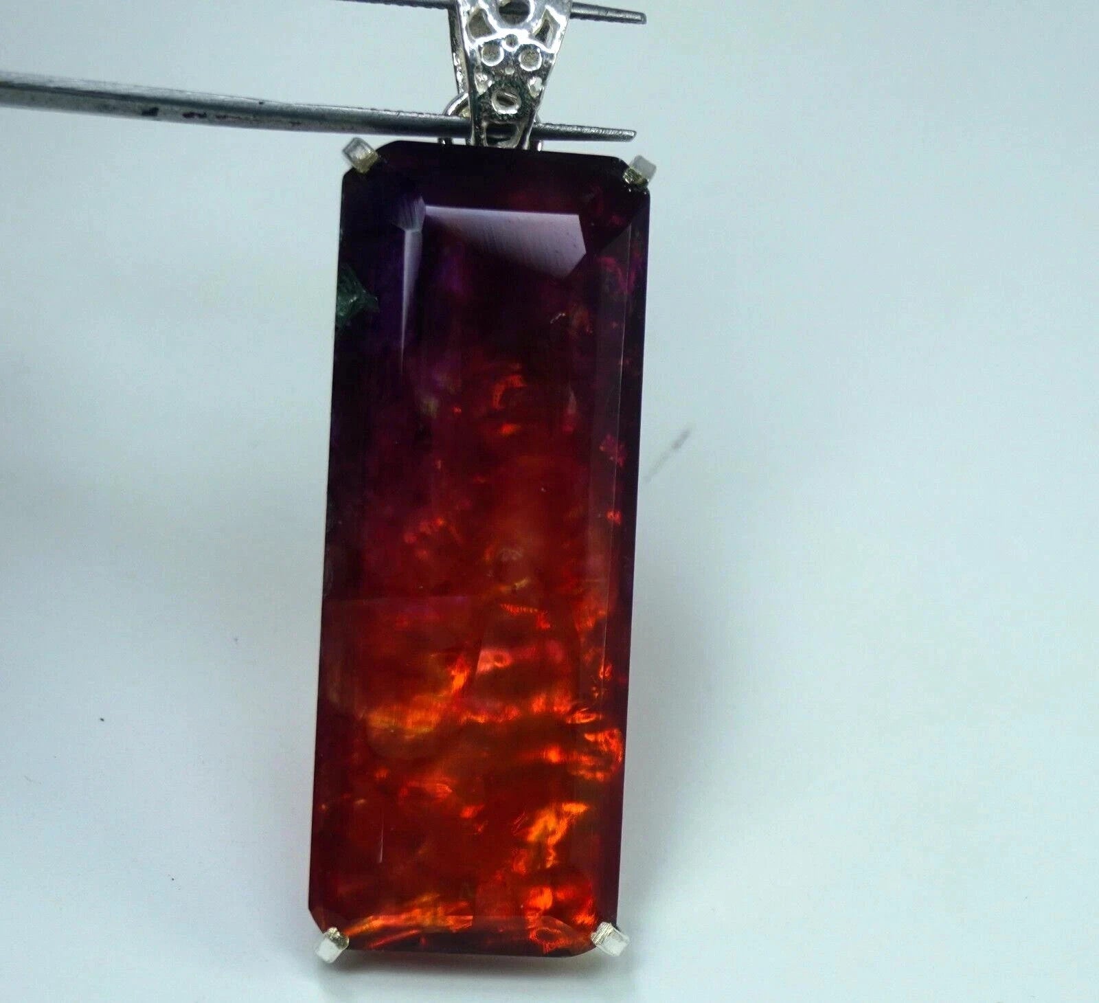 95 Ct Natural Ammolite Opal Doublet Pendant Multi-Color Rare Loose GEMSTONE