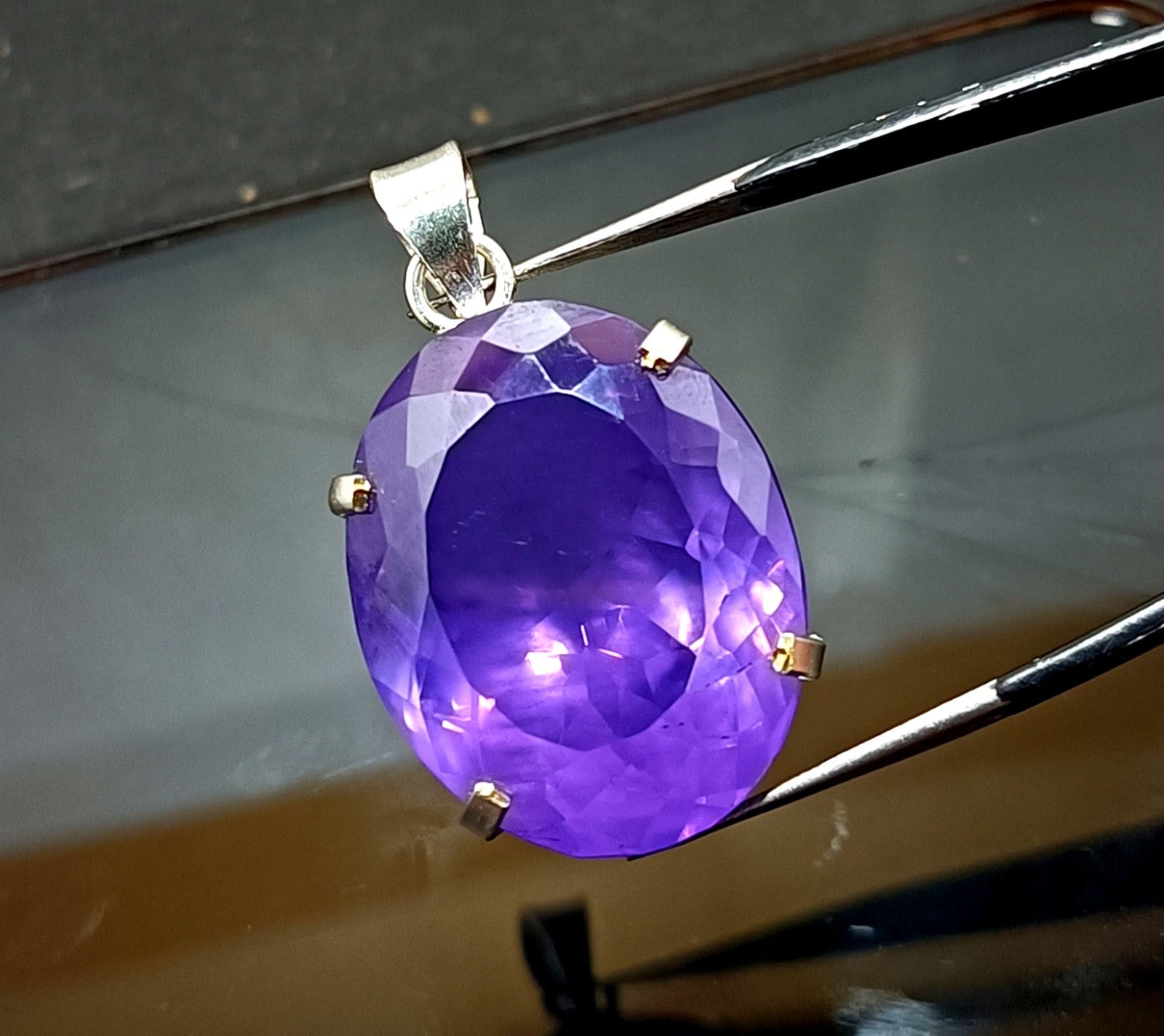 94.75 Ct Natural Brazilian Oval Cut Purple Zircon Pendant 925 Silver Gemstone