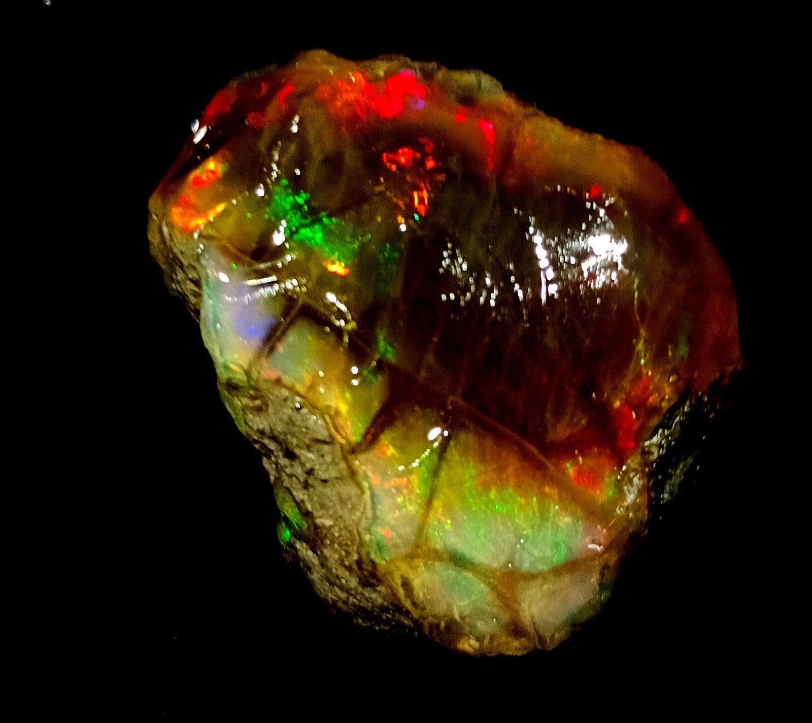A++Play of Color 89.60 Ct Natural Ethiopian Black Opal Welo Rough LOOSE GEMSTONE