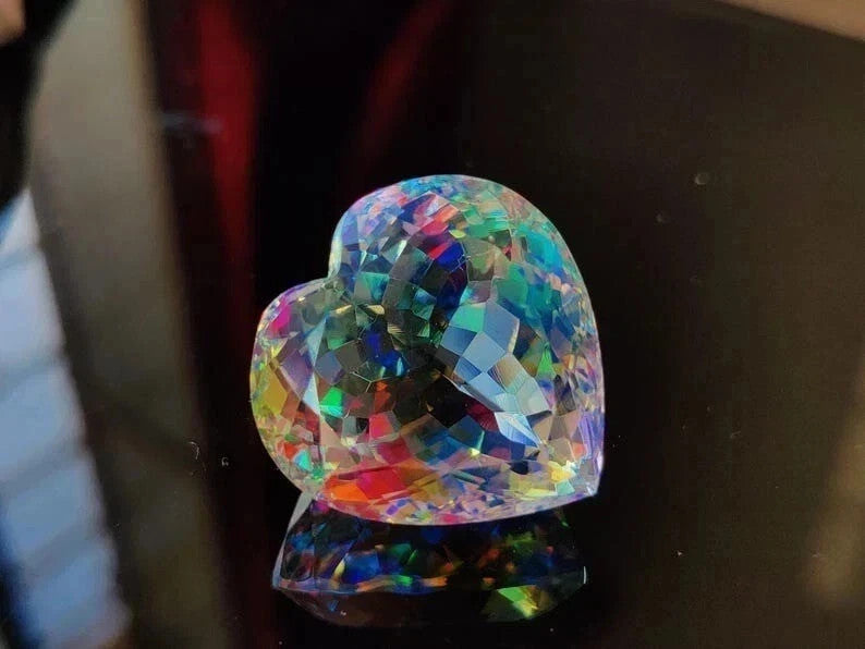 AAA Natural 56.65 Ct Mystic Topaz Rainbow Color Heart Cut Loose Gemstone