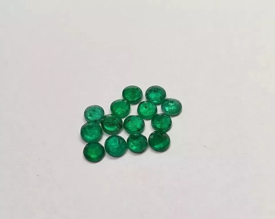 Natural Colombia Green Emerald 5 MM Round 14 Pcs Lot Certified Loose Gemstone