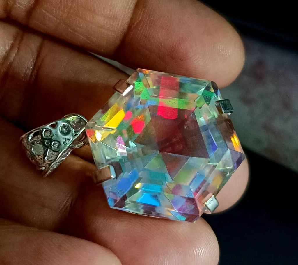 EGL 64.70 Ct+ Natural Mystic Topaz Hexagon Cut 925 Solid Silver Pendant Gemstone