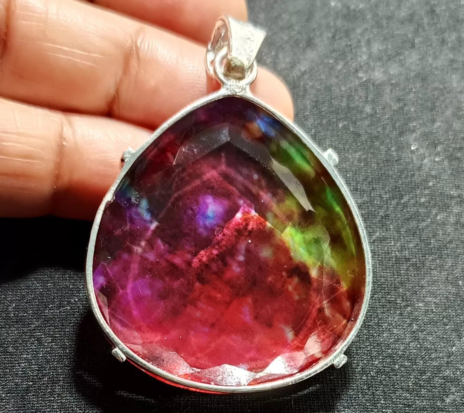 Certified 107.50 Ct Natural Ammolite 925 Solid Silver Pendant Loose Gemstone