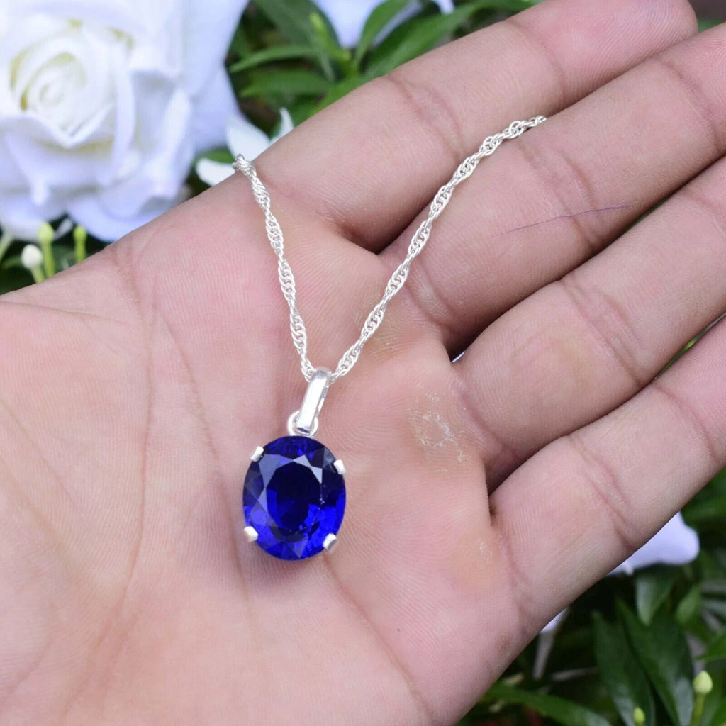 Certified 23.75 CT Natural Blue Sapphire Loose Gemstone Pendant In 925 Silver