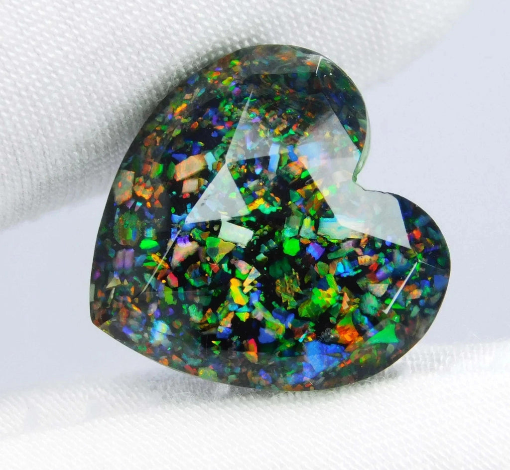 7.90 Ct Natural Australian Black Fire Opal Doublet Loose Gemstone GIE Certified