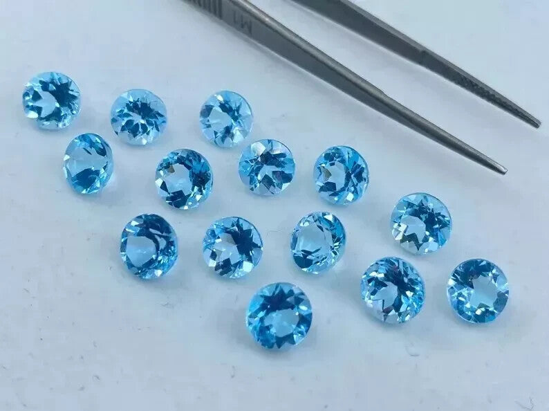 9 mm 10Pcs Certified Natural Santa Maria Aquamarine Round Cut Loose Lot Gemstone