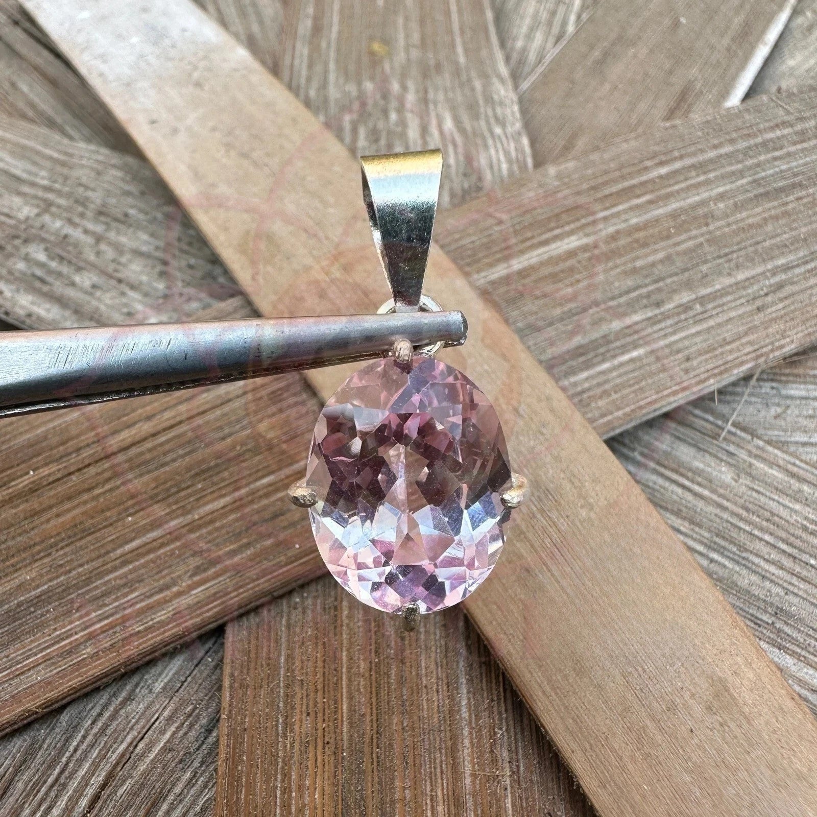 20.80 Ct Natural Pink Morganite Pendant in 925 Silver - Trending GIE Certified
