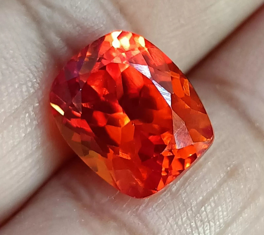 Flawless Natural Ceylon Orange Sapphire Cushion Cut 8.00 Ct Loose A++ GEMSTONE