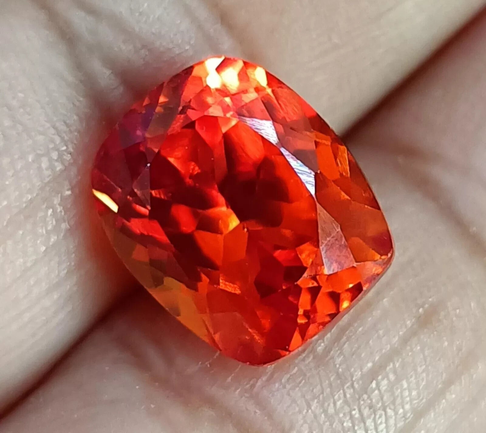 Flawless Natural Ceylon Orange Sapphire Cushion Cut 8.00 Ct Loose A++ GEMSTONE