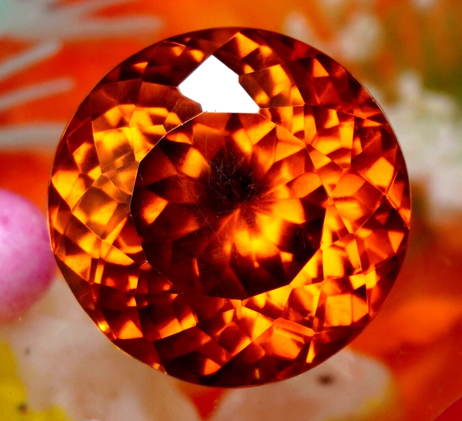 99 Ct Certified Natural Orange Zircon Cambodian Round Cut Loose Gemstone