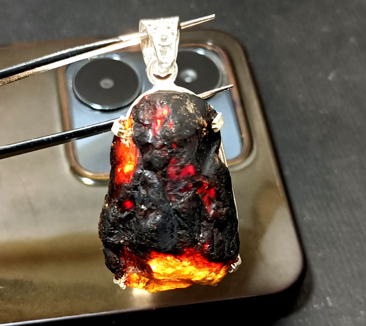 Natural Handmade 46.85 Ct Amber Rough Sterling Solid Silver Pendant Gemstone