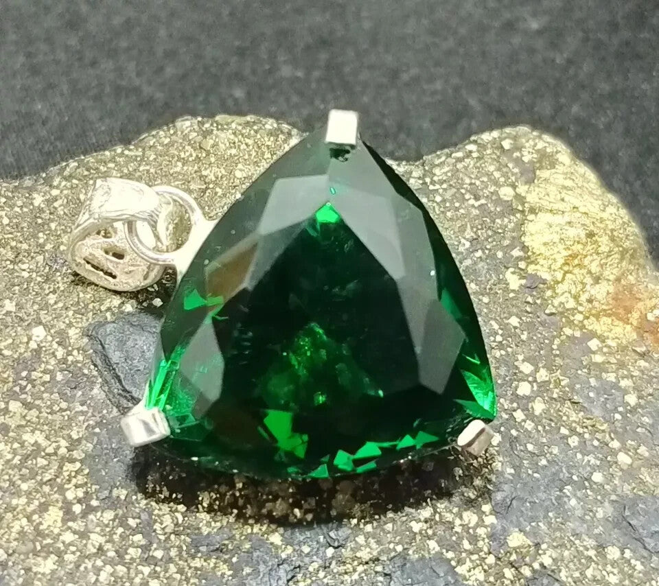Green Trillion Topaz Pendant EGL Certified Natural 62.85 Ct Gift For Loved Ones.