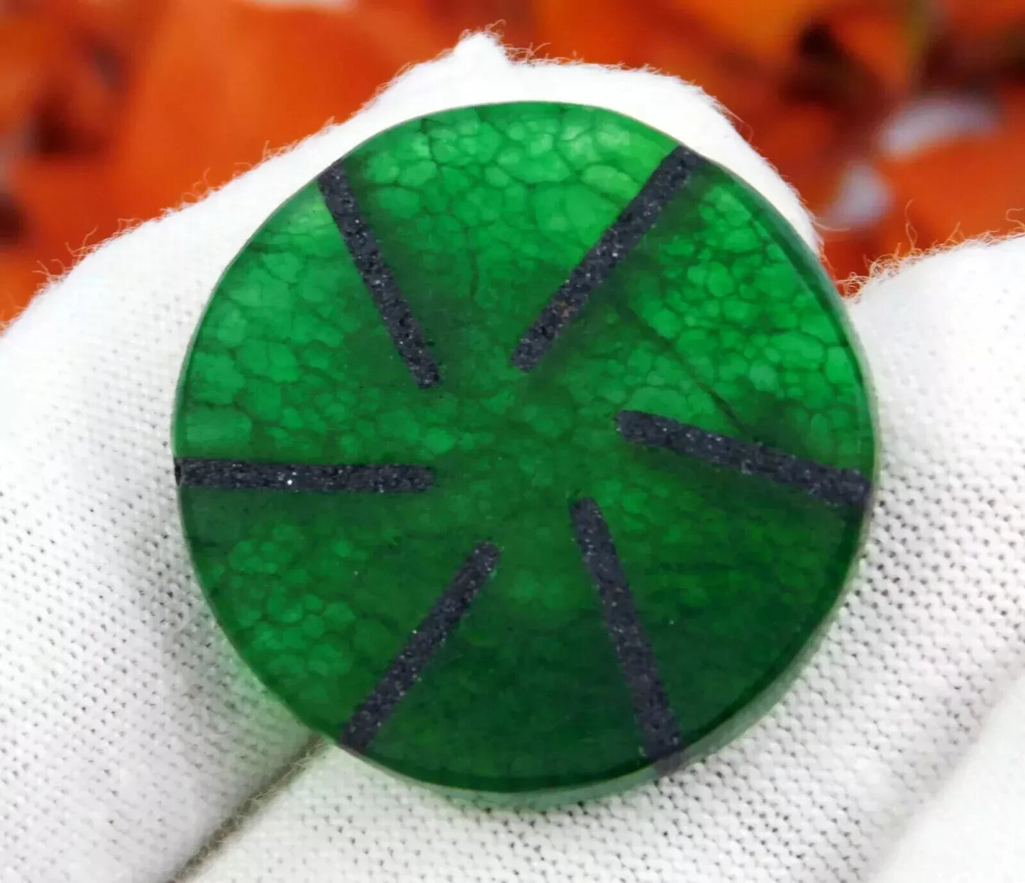 Rare 40.15 Ct Natural Colombian Trapiche Green Beryl Round Certified Gemstone