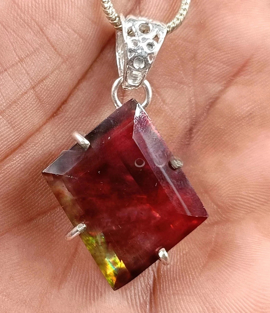 EGL Certified 54.40 Ct Natural Ammolite 925 Solid Silver Pendant Loose Gemstone