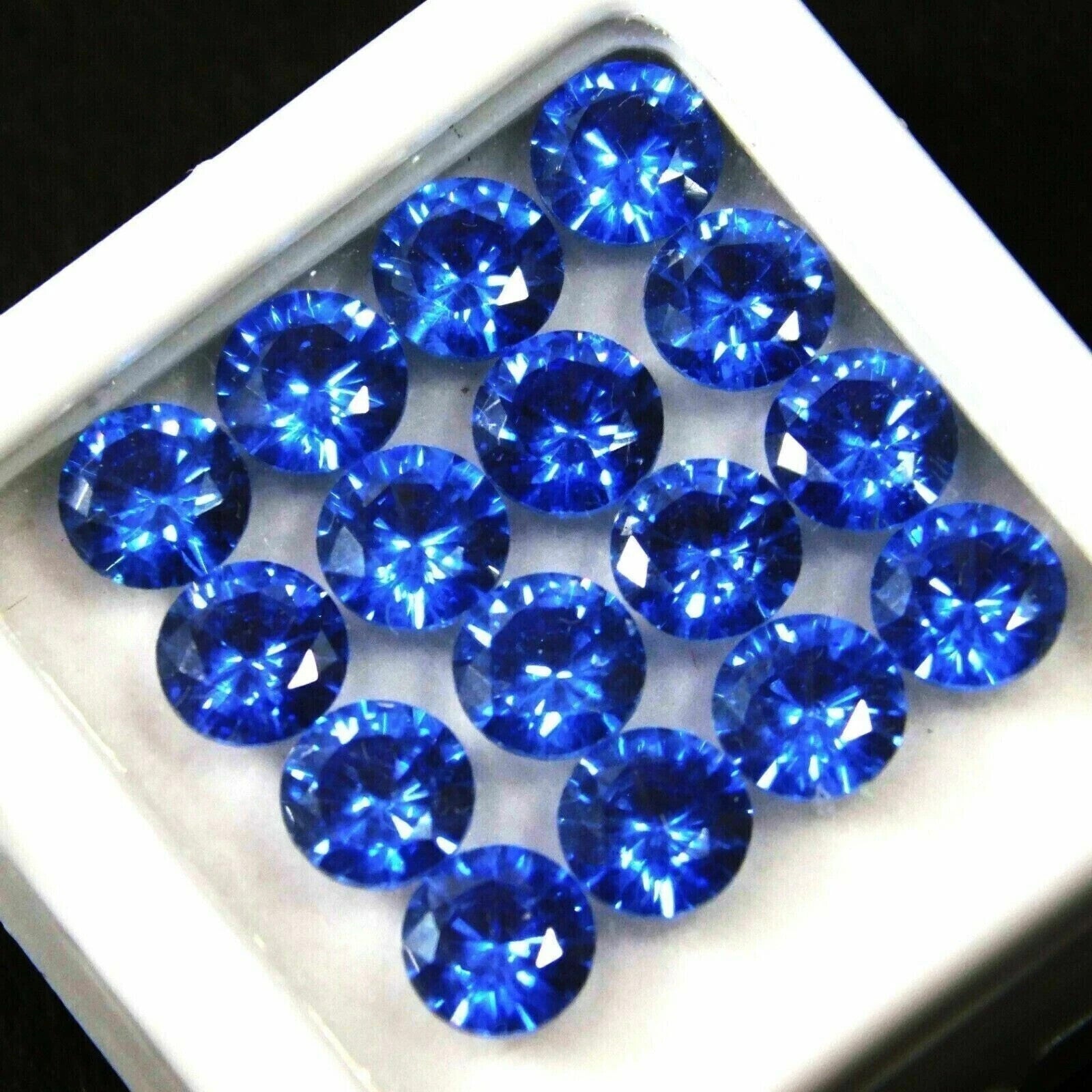 20 Pc 7 mm Natural Blue Santa Marine Sapphire Round Cut EGL Certified Gemstone