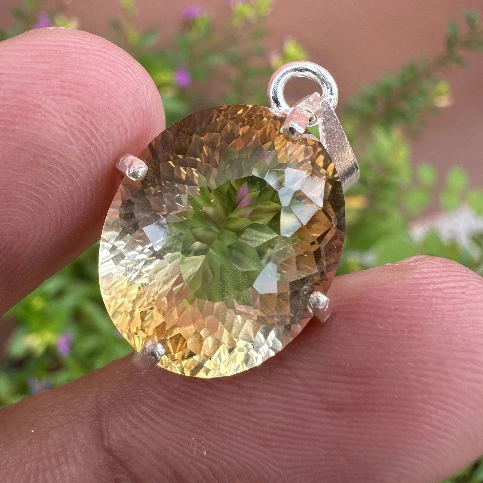 CERTIFIED 21.30 CT Natural CITRINE QUARTZ Gemstone 925 Solid Silver Pendant