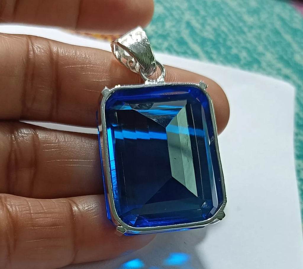 103.10Ct Certified Natural Topaz 925 Solid Silver Emerald Pendant Loose Gemstone