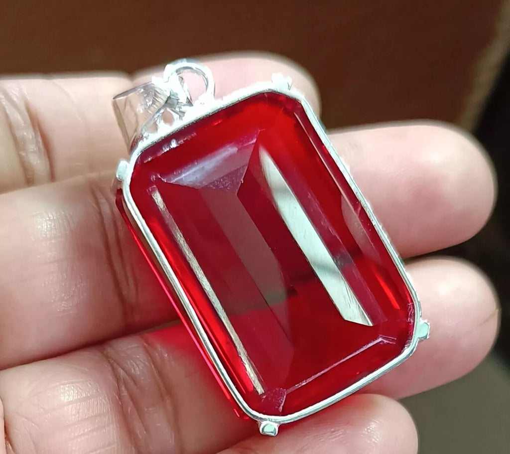 95.50Ct Certified Natural Topaz 925 Solid Silver Emerald Pendant Loose Gemstone