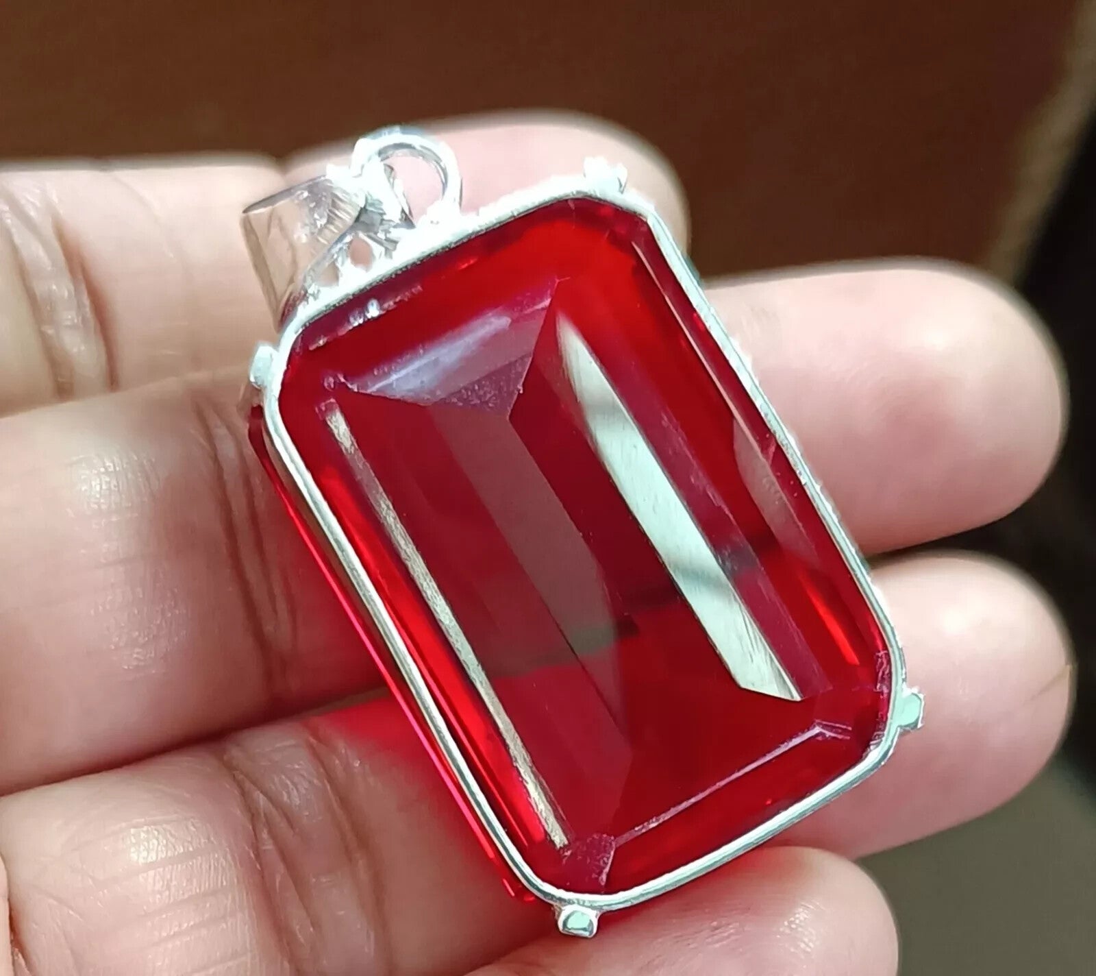 95.50Ct Certified Natural Topaz 925 Solid Silver Emerald Pendant Loose Gemstone