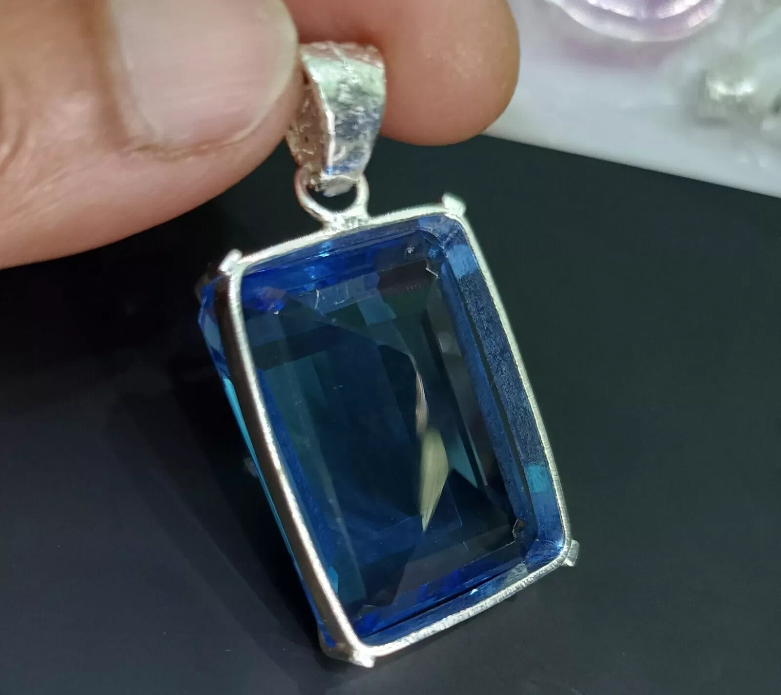 89.05 Ct Certified Natural Topaz 925 Solid Silver Emerald Pendant Loose Gemstone