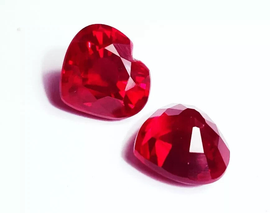 18 Ct Natural Red Ruby Excellent Heart Cut Certified Pair Loose Gemstone H15