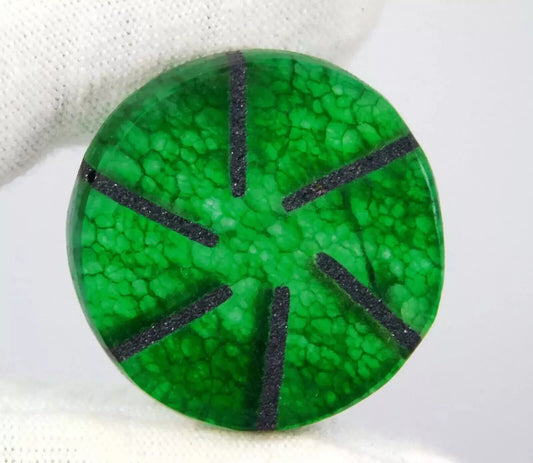 Rare 40.15 Ct Natural Colombian Trapiche Green Beryl Round Certified Gemstone